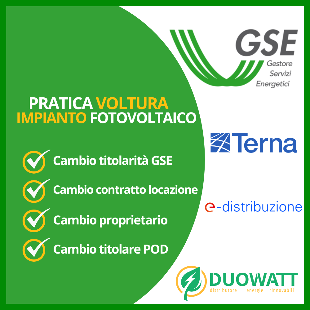 Voltura Impianto Fotovoltaico – Cambio Titolarità GSE